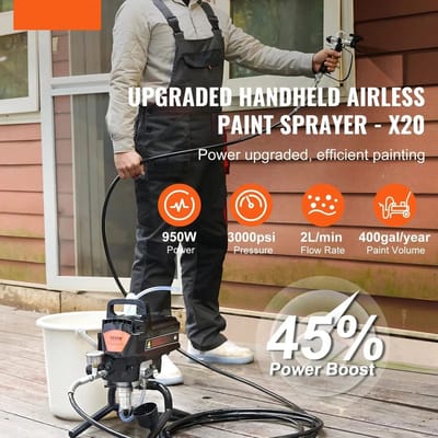 Airless Verfspuit - 750W – Spuitmachine - 3000PSI Hoge Druk – Elektrische Verfspuit - Lange Slang en Verlengstuk - voor Binnen - en Buiten – Professioneel en Efficiënt