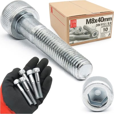 LUN FIX - Zylinderkopfschroeven M8x40 mm - 10 stuks - DIN 912 - Vol draad - Staal verzinkt