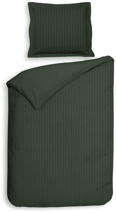 Heckettlane Dekbedovertrek Banda - Bedlinnen met Strepen - Calla-Green - Eenpersoons - 140x200-220 cm + 1 sloop 60x70 cm, gemaakt van 100% Katoen-Satijn