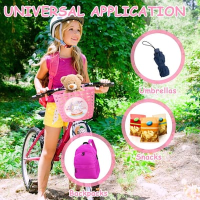 SnelShoppen - Waterdichte Kunststof Fietsmand voor Kinderen - Roze Fietsaccessoires voor School en Outdoor - Vooraan Bevestigen - 21x12x15 cm