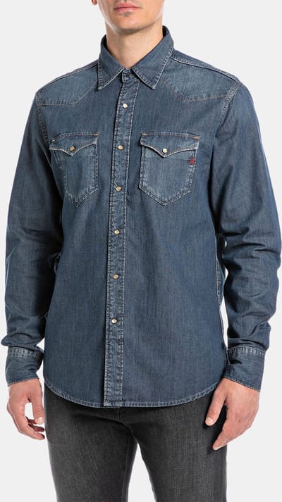 Replay M4981.000.26c70a Overhemd Met Lange Mouwen Blauw M Man
