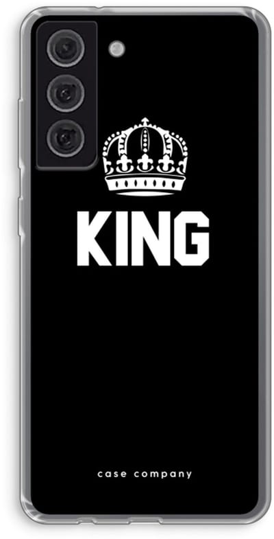 Case Company® - Hoesje geschikt voor Samsung Galaxy S21 FE hoesje - King zwart - Soft Cover Telefoonhoesje - Bescherming aan alle Kanten en Schermrand