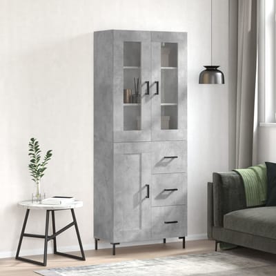 vidaXL - Hoge - kast - 69,5x34x180 - cm - bewerkt - hout - betongrijs