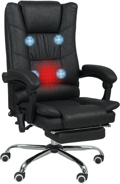 Vinsetto Massage Bureaustoel Microvezel 64L x 70B x 110-118H cm Zwart