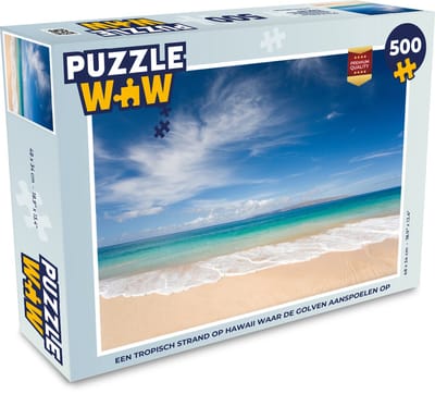 Puzzel Een tropisch strand op Hawaii waar de golven aanspoelen op - Legpuzzel - Puzzel 500 stukjes