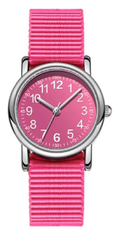 Sportief Kinderhorloge – Nylon Bandje – Kids Watch - 28 mm - Roze
