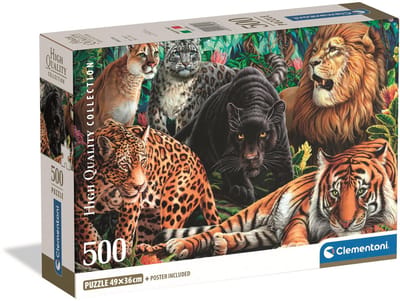 Clementoni - Puzzel - 500 Stukjes - Wilde Katten - Puzzel Voor Volwassenen - High Quality Collection
