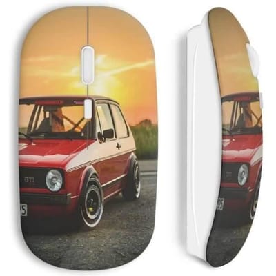 Souris sans fil - Volkswagen - Golf GTI - Rouge vintage - Clé USB wifi - Compatible Mac et PC