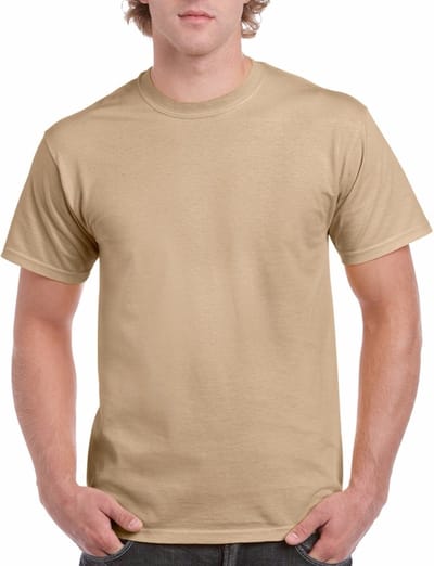 T-shirts beige voor heren - zware 200gr kwaliteit - Basic shirts - Katoen - Korte mouwen - Comfort pasvorm M