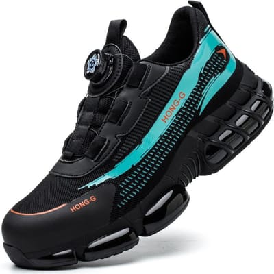 Heren Draaiknop Werksneakers Stalen Neus Schoenen Veiligheidslaarzen Puncture-Proof Werkschoenen Onverwoestbare Mode Beschermschoenen 38 black