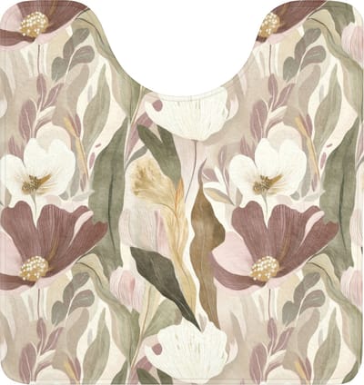 WC mat met uitsparing 55x60 cm - Antislip - Bloemen - Aquarel - Kleurrijk - Toiletmat met uitsnijding - Vloermat - Douchemat - Toilet tapijt - Toiletmatten