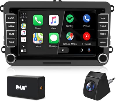 Cestovet Autoradio - geschikt voor VW Golf 5, 6, Polo, Skoda Caddy, T5, Passat - 7-inch Scherm - 2+64GB CARPLAY FM RDS - Achteruitrijcamera DAB+