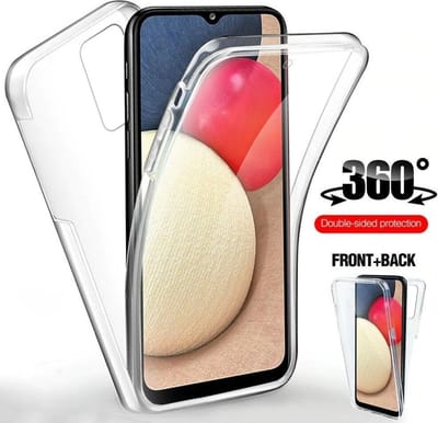 Hoesje Geschikt Voor Samsung Galaxy A02 Hoesje Geschikt Voor Samsung Galaxy A02 5G Screenprotector - Hoesje Geschikt Voor Samsung Galaxy A02 Transparant 360 Case ( Voor en Achter) + Screen Protector Siliconen