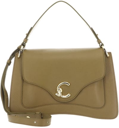 COCCINELLE Leren schoudertas handtas C-Me Grained Leather Handbag Seagrass kaki