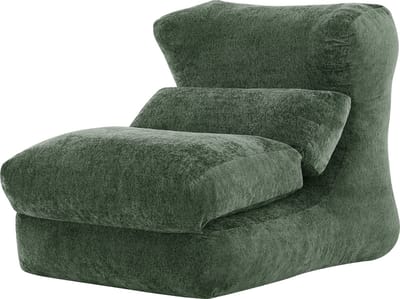 Frameloze zitzak bank - Moderne lounge stoel - Omvormbaar tot comfortabele ligstoel - Zachte stof - Voor woonkamer en slaapkamer - Groen