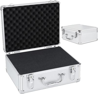Aluminium Aktetas - Instrument Koffer - Veilige Opslag - Schokbestendige Spons - 36.8x31.3x16.5 cm - Zilver