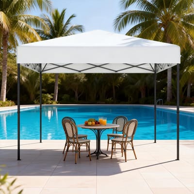 Pop-Up Paviljoen 3x3m - Waterdicht - Winterbestendig - Stabil - UV-Bescherming - Opvouwbaar Paviljoen - Stalen Frame - Partytent - Voor Tuin, Camping, Feest, Bruiloft En Binnenplaats - Hoogte Verstelbaar 240-260cm - Wit - NAIZY