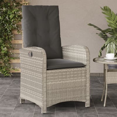 vidaXL - Tuinstoelen - 2 - st - verstelbaar - met - kussens - poly - rattan - grijs