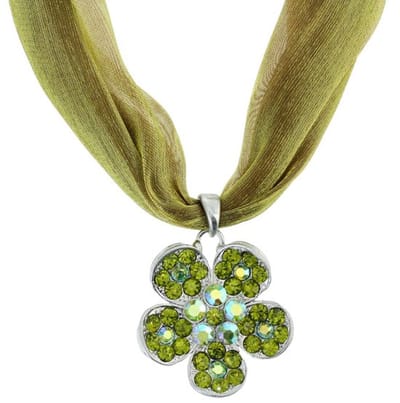 Behave® Ketting van zijde met bloemenhanger 40 cm - Nikkelvrij