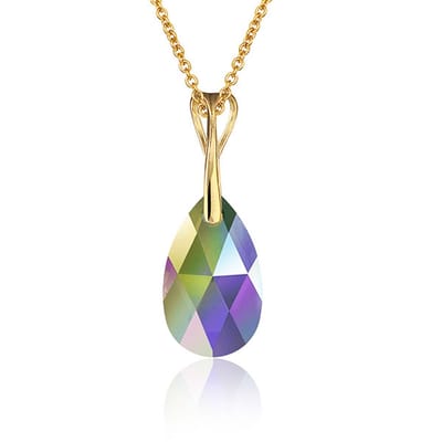 Montebello Ketting Pia DG571H - Swarovski Druppel - 925 Zilver Verguld - 16mm - 50cm