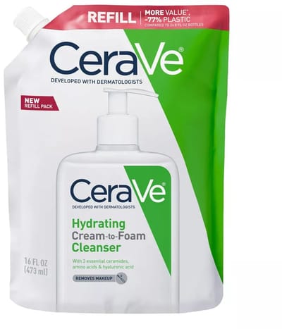 CeraVe Hydrating Cream-to-Foam Cleanser Refill – Navulverpakking – Normale tot Droge Huid – 473 ml