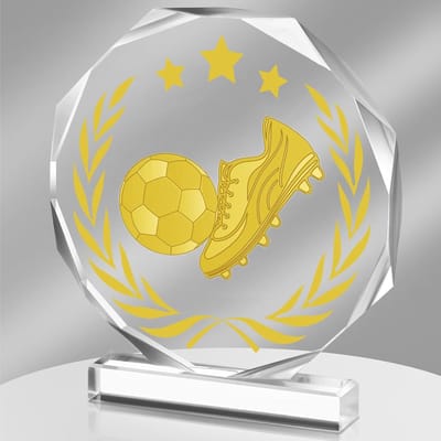 Voetbal Trofee - Sport Award - Wedstrijd Prijs - Acryl Materiaal - 12 x 13 cm - Goudkleurig