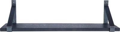 GoudmetHout® Wandplank Industrieel - 220 x 20 cm Muurplank - Zwart Eiken Hout - Decoratie Wandrek & Boekenrek - Hangplank Keuken - Wall Shelf + 2 Plankdragers van Ruw Staal