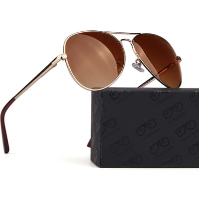 STORY Klassieke Piloten Zonnebril voor Mannen Vrouwen Hoge Kwaliteit Veer Scharnier UV Bescherming Rijden Bril met Etui Z6872Q as picture brown