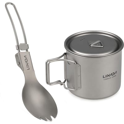 Lixada kookgereiset ultralichte titanium beker met opvouwbaar diner 550ml