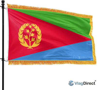 VlagDirect - Luxe Eritrese vlag - Luxe Eritrea vlag - 90 x 150 cm - Franjes.