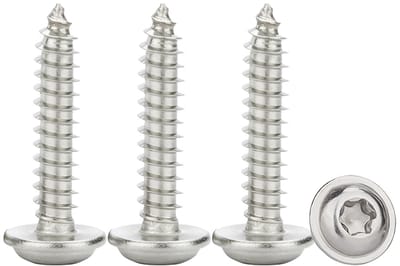 Platte schroeven M5x18mm, 50 stuks zelfborende schroeven met ring, RVS A2 V2A voor hout, Torx vol draad