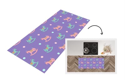Keukenloper - Loper keuken - Hobbelpaard - Patronen - Geboorte - 120x50 cm - Keukenloper vinyl