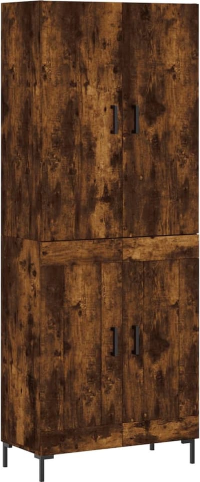 vidaXL - Hoge - kast - 69,5x34x180 - cm - bewerkt - hout - gerookt - eikenkleurig