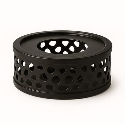 Warmhoudschaal - RVS Theepot Warmhouder - Rechaud met Waxinelicht - Theewarmer - Thee Warmhoudplaat - Theelichthouder - Tea Maker -  Zwart