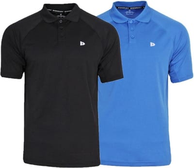 2-Pack Donnay - Sport polo (Björn) - Multi Sportpolo - Heren - Black/True blue (535) - Maat S
