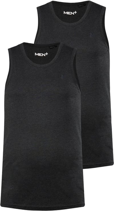 Men Plus - Heren - Tanktop basic set van 2 ronde hals - Zwart - Maat 3XL