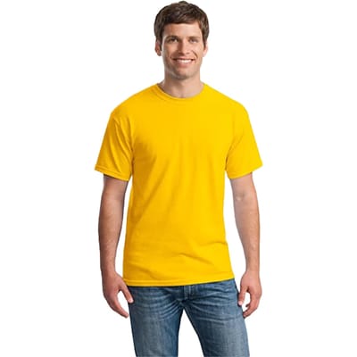 Fruit Of The Loom Heren Crew Neck Korte Mouw T-shirt-Geel (5 Pack)