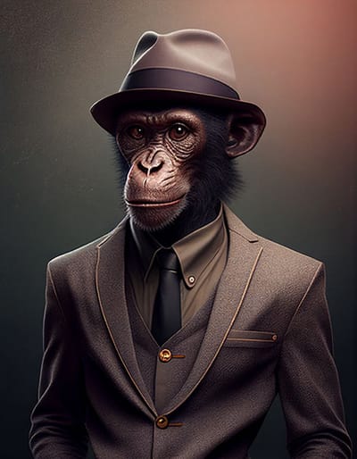 AI - Woondecoratie - Poster - Dieren - Aap - Pak - 32 - 60 x 80 cm