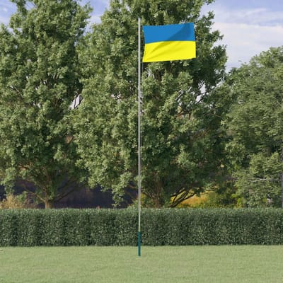 vidaXL - Vlag - met - vlaggenmast - Oekraïne - 6,23 - m - aluminium