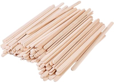 carmdering - Houten Roerstokjes - Roerstaafjes - Set van 100, composteerbaar en plasticvrij - Glad gepolijst berkenhout, geen splinters - Afgeronde kop, veilig voor kinderen en gebruik - Veelzijdig voor koffie, thee, corn dogs en knutselen