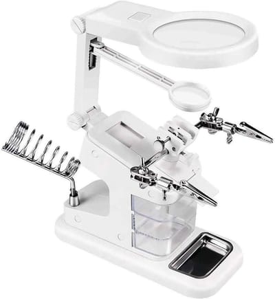 Vergrootglas met klemmen en vergrootlamp voor reparatie en knutselen - soldeerhulp - 3x vergroting.