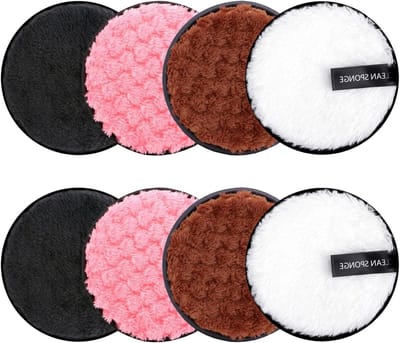 Set van 8 Herbruikbare Make-up Verwijder Pads, Dubbelzijdige Gezichtsdoeken, Microvezel Reinigingsdoeken voor Ogen en Gezicht, Geschikt voor Alle Huidtypes