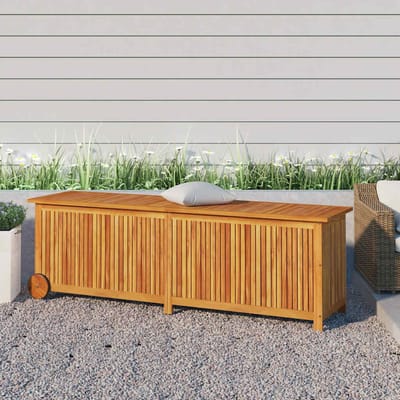 vidaXL - Tuinbox - met - wieltjes - 150x50x58 - cm - massief - acaciahout