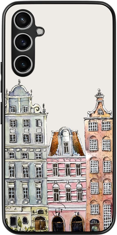 Leuke Telefoonhoesjes - Hoesje geschikt voor Samsung Galaxy A54 - Grachtenpandjes - Backcover zwart - Print / Illustratie - Multi