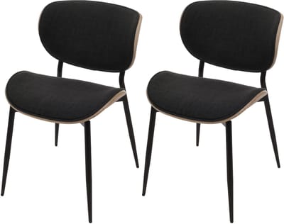 Set van 2 eetkamerstoelen MCW-O45, gebogen hout, stof (370 g/m²), Oeko-Tex MVG-gecertificeerd ~ naturel, donkergrijs