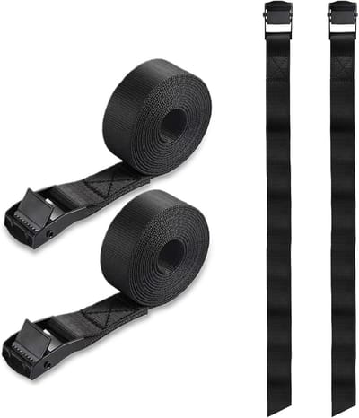 Pack of 4 Tie Down Straps Black Multi-Purpose Lashing Straps for Car, Bike, Hand Truck, Motorcycle, Luggage, Camping