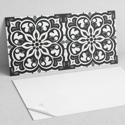 Coloray Wandpanelen Zelfklevend - Bloemenpatroon met versieringen PVC Wandpaneel - 100 cm x 50 cm - Zwart Wandbekleding Zelfklevend - 1 stuk - Texturen Wandpanelen Zelfklevend - Keuken Wandpanelen - Wandpanelen Badkamer