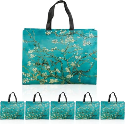 Boodschappentassen Set - Herbruikbare Zakjes - Duurzaam Boodschappen - Waterdichte Coating - 6 Stuks - Groen