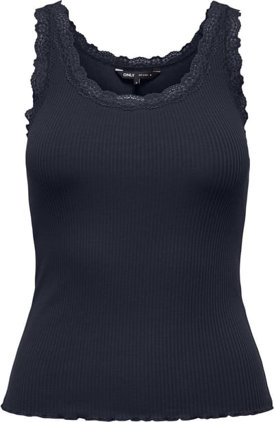 Only blauwe dames top   Ronde hals   Slim Fit   Rib patroon   Mouwloos Blauw XS