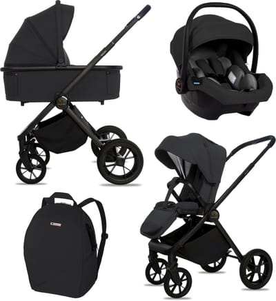 BabyLux® Kinderwagen 3in1 Set BOLDO, Opvouwbare Lichtgewicht Kinderwagenset Incl. Reiswieg, Buggy, I-Size Baby-Autostoeltje, Luiertas En Meer Accessoires, 4 Ligstanden, 0-22kg, Uv-Bescherming 50+